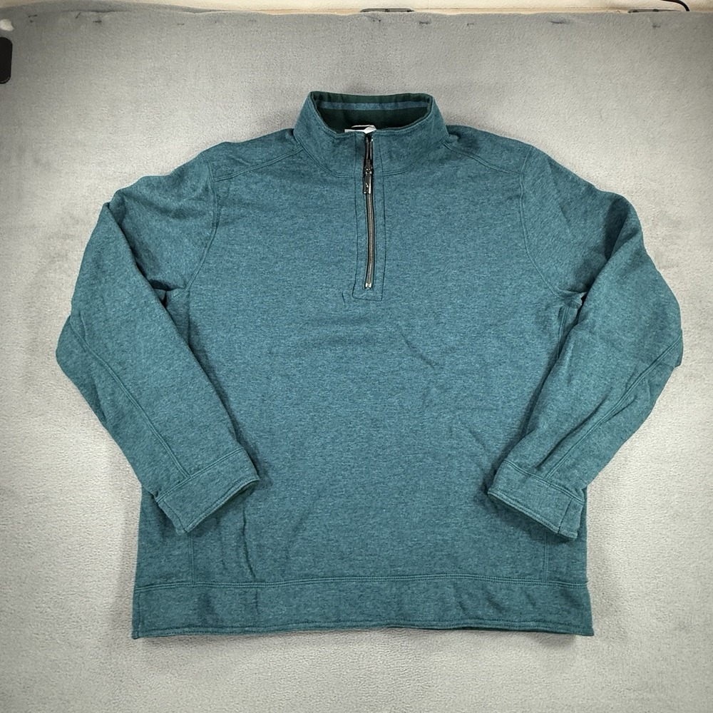 Tommy Bahama Mens Quarter Zip Pullover Sweater Reversible Green Cotton Size XL - Picture 2 of 6